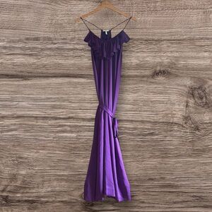 Joie Purple Silky Ruffle Spaghetti Strap Maxi Dress M